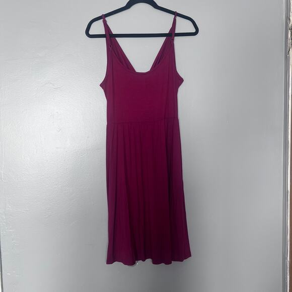 WEACZZY Women Sleeveless Midi Dress Sz L Burgundy Adjustable Straps Rayon Blend - Picture 2 of 6